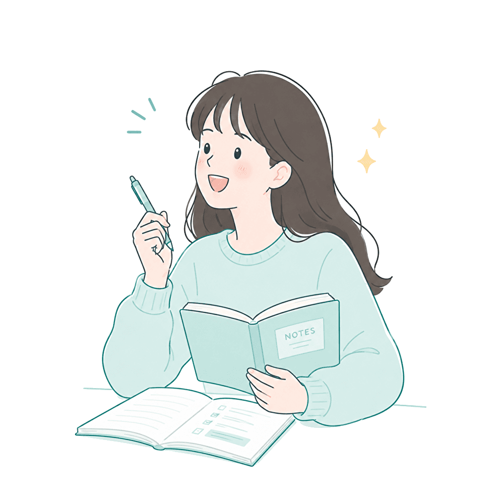 スマホを持つ学習者のイラスト